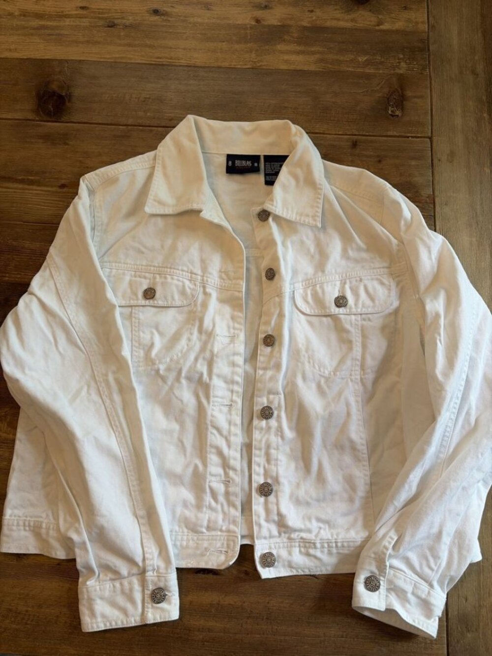 Bill Blass Jeanswear Vintage White Cream Denim Jean Jacket Cotton Size M